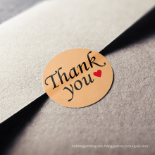 Brown Kraft Paper Thank You Circle Round Seal Stickers Labels